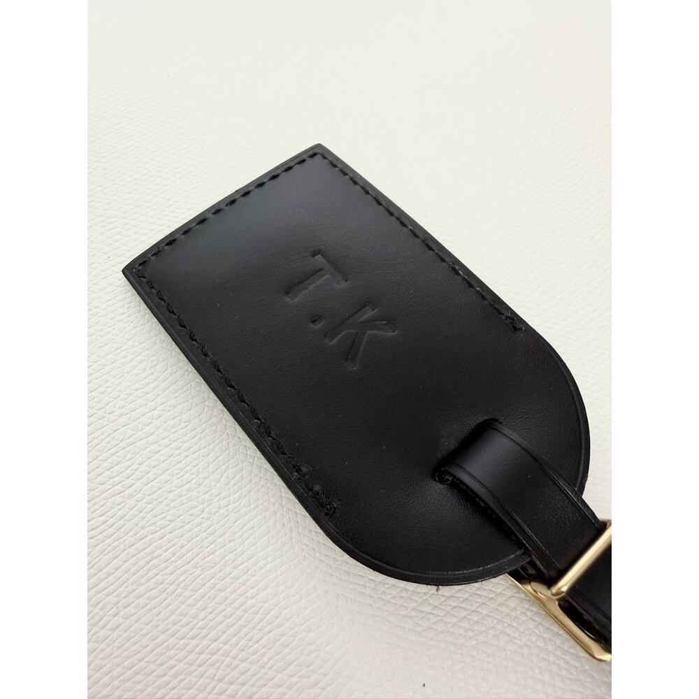 Louis Vuitton Name Tag w/ TK Black T K Leather Large Gold-tone France - Picture 7 of 11